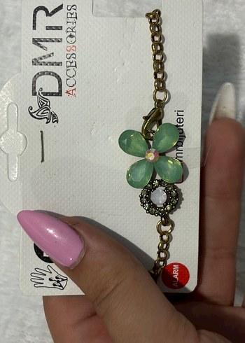 Yeşil Çiçek Motifli Zincirli Kadın El Zinciri - Görsel 2