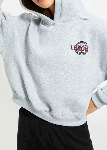 Gri Kapüşonlu Rahat Kesim Sweatshirt