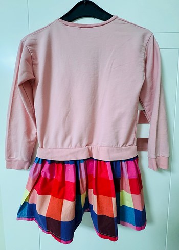 Pembe Uzun Kollu Kız Çocuk Elbise - Görsel 2