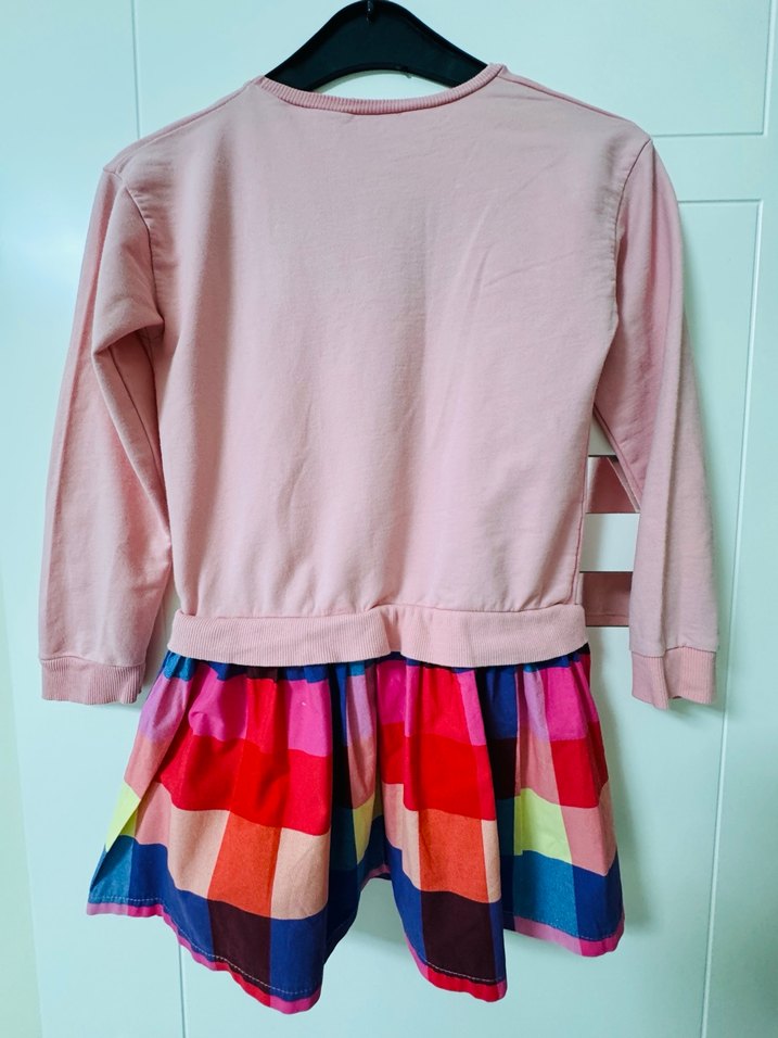 Pembe Uzun Kollu Kız Çocuk Elbise - Görsel 2