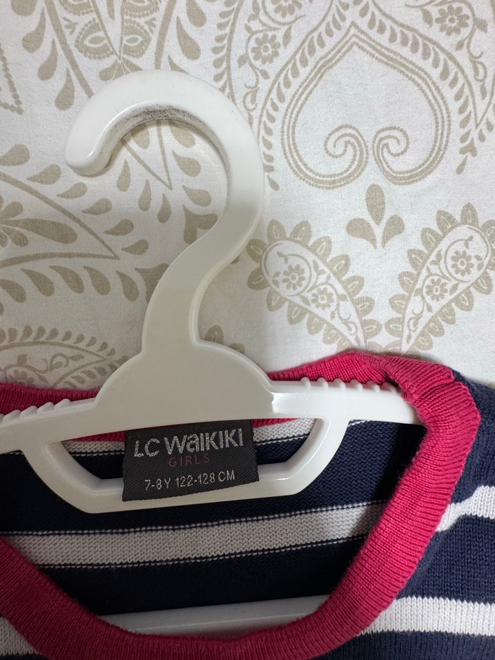 Çizgili ve Payetli Kız Çocuk Triko Elbise - Görsel 2