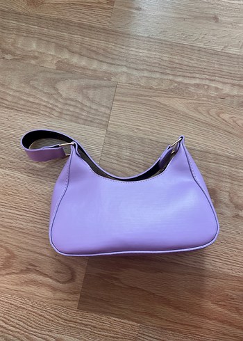 Minimalist Mor Deri Fermuarlı Kadın Çantası - Görsel 3