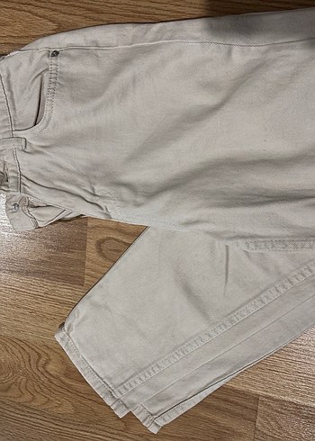 Bej Kadın Keten Kumaş Pantolon - Görsel 3