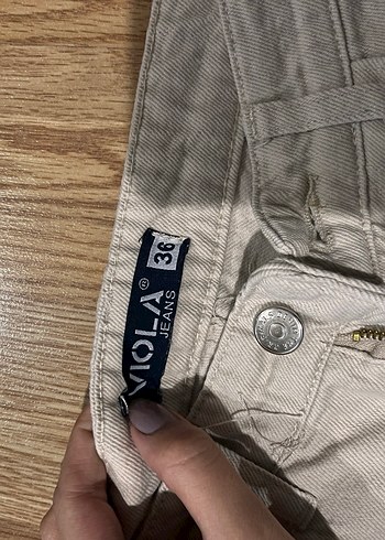 Bej Kadın Keten Kumaş Pantolon - Görsel 2