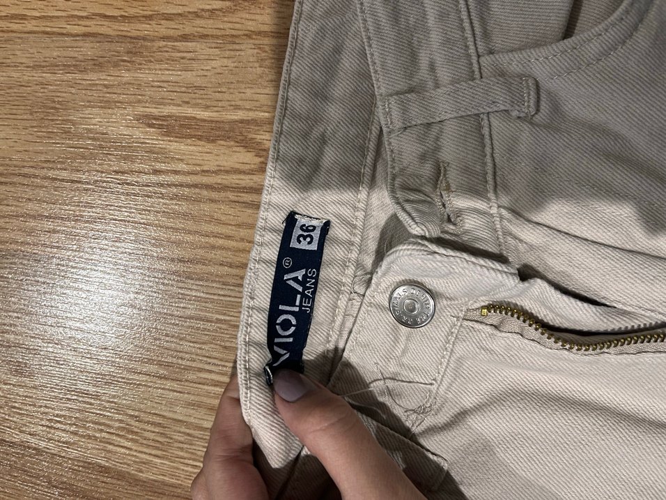 Bej Kadın Keten Kumaş Pantolon - Görsel 2