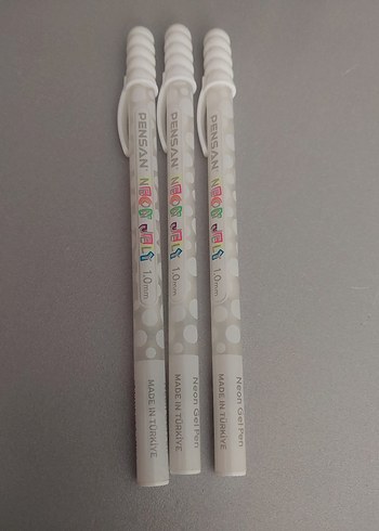 Pensan Neon Jel Kalem Beyaz 1.0 mm 3'lü