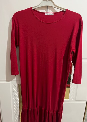 Kadın Koyu Kırmızı Uzun Kollu elbise - Görsel 2