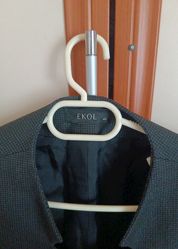 Gri Mini Denim Kadın Blazer Ceket - Görsel 2