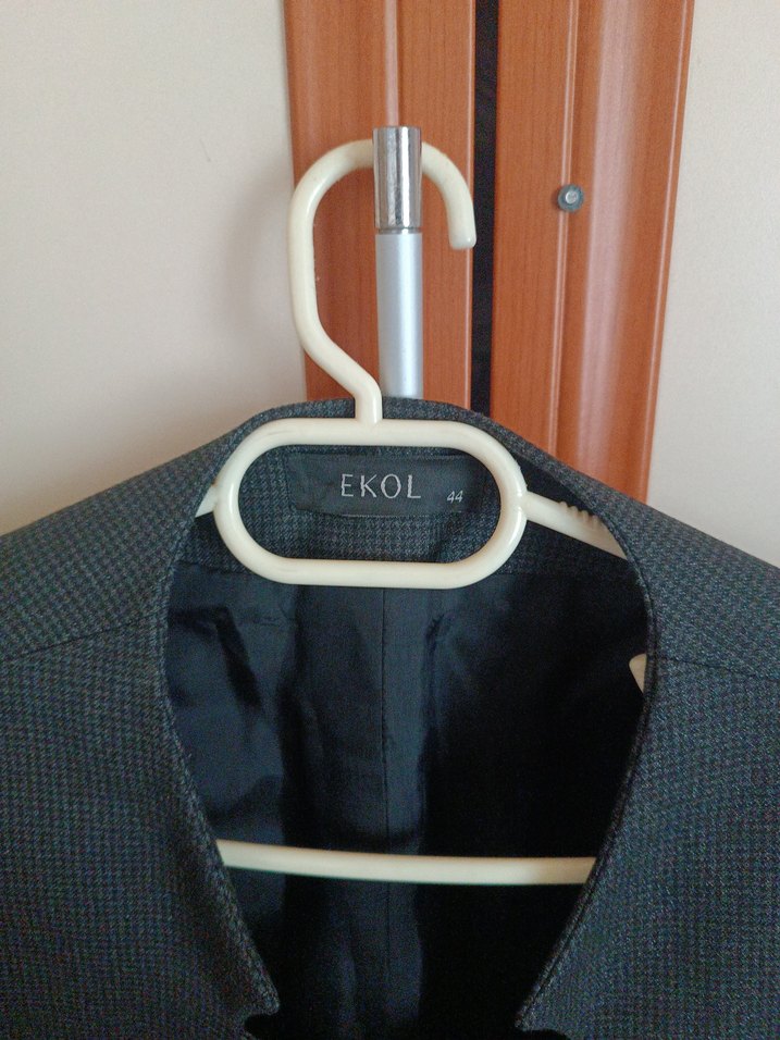 Gri Mini Denim Kadın Blazer Ceket - Görsel 2