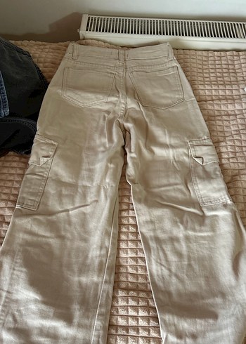 Bej Kadın Keten Geniş Kesim Midi Pantolon - Görsel 4