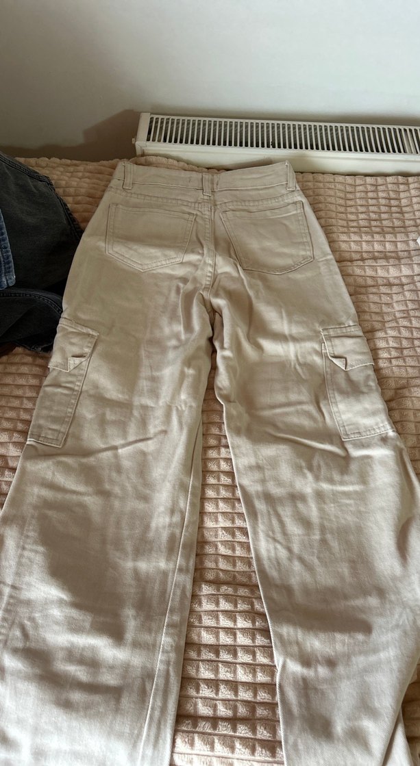 Bej Kadın Keten Geniş Kesim Midi Pantolon - Görsel 4