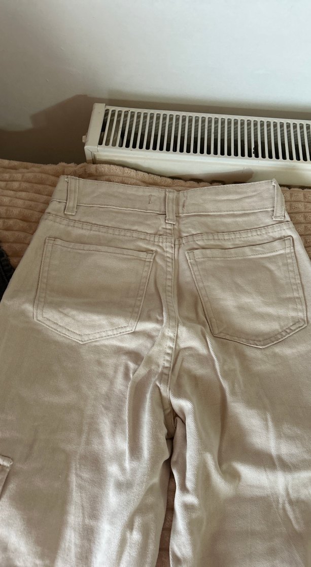 Bej Kadın Keten Geniş Kesim Midi Pantolon - Görsel 3