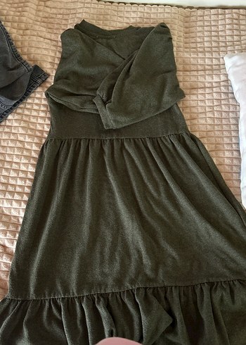 Bohem Gri Uzun Kollu Salaş Elbise - Görsel 3