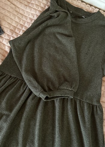 Bohem Gri Uzun Kollu Salaş Elbise - Görsel 2