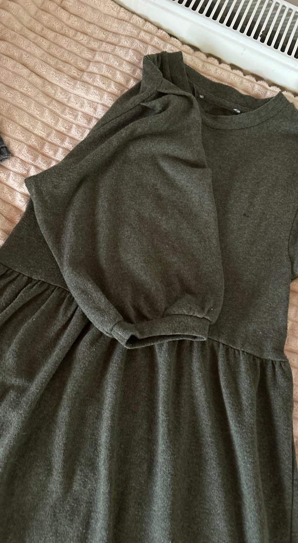 Bohem Gri Uzun Kollu Salaş Elbise - Görsel 2