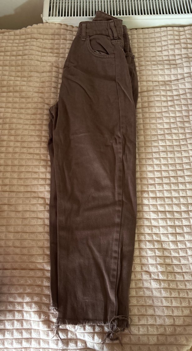 Kadın Kahverengi Süet Midi Kumaş Pantolon - Görsel 3