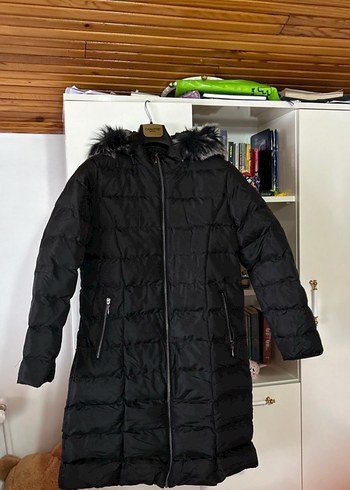 Siyah Kürklü Midi Kışlık Kadın Mont - Görsel 2