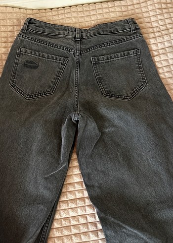 Gri Loose Fit Midi Denim Kadın Jean - Görsel 4