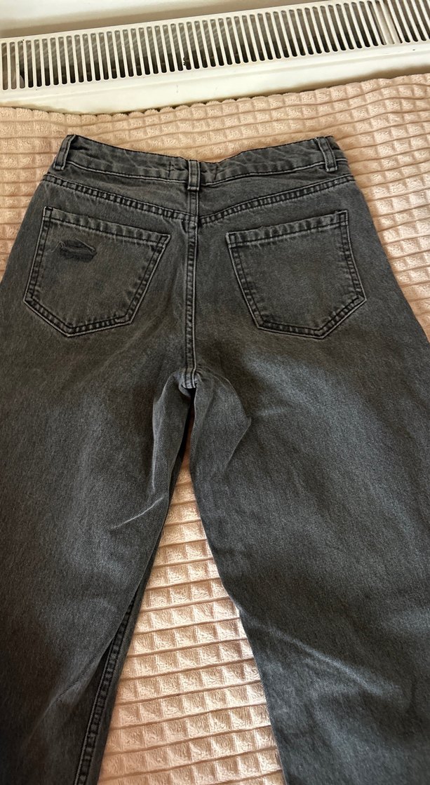 Gri Loose Fit Midi Denim Kadın Jean - Görsel 4