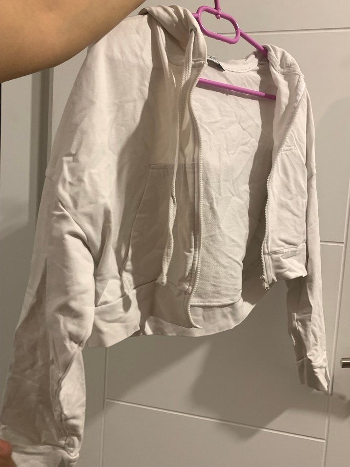 Beyaz Fermuarlı Kadın Sweatshirt - Görsel 3