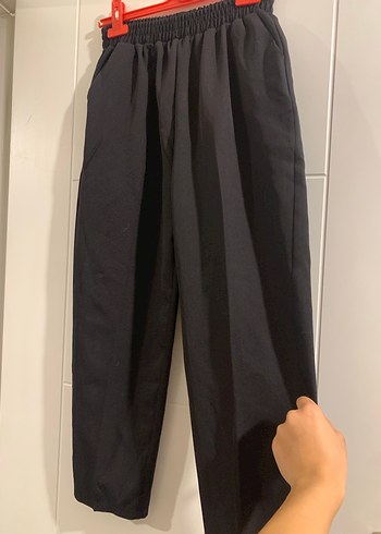 Siyah Kadın Keten Normal Boy Pantolon - Görsel 2