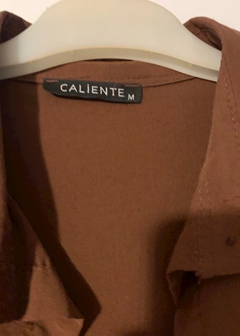 Düğmeli Kahverengi Keten Kadın Gömlek - Görsel 3