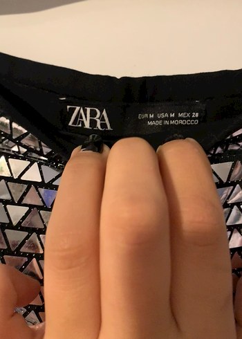 Parlak gümüş Pilili Mini Şort - Görsel 2