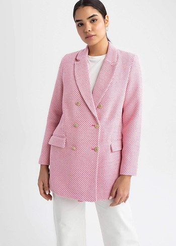Pembe Düğmeli Kadın Blazer Ceket - Görsel 6