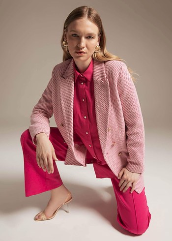 Pembe Düğmeli Kadın Blazer Ceket - Görsel 8