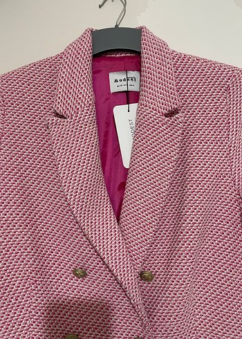 Pembe Düğmeli Kadın Blazer Ceket - Görsel 9
