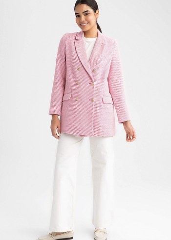 Pembe Düğmeli Kadın Blazer Ceket - Görsel 5