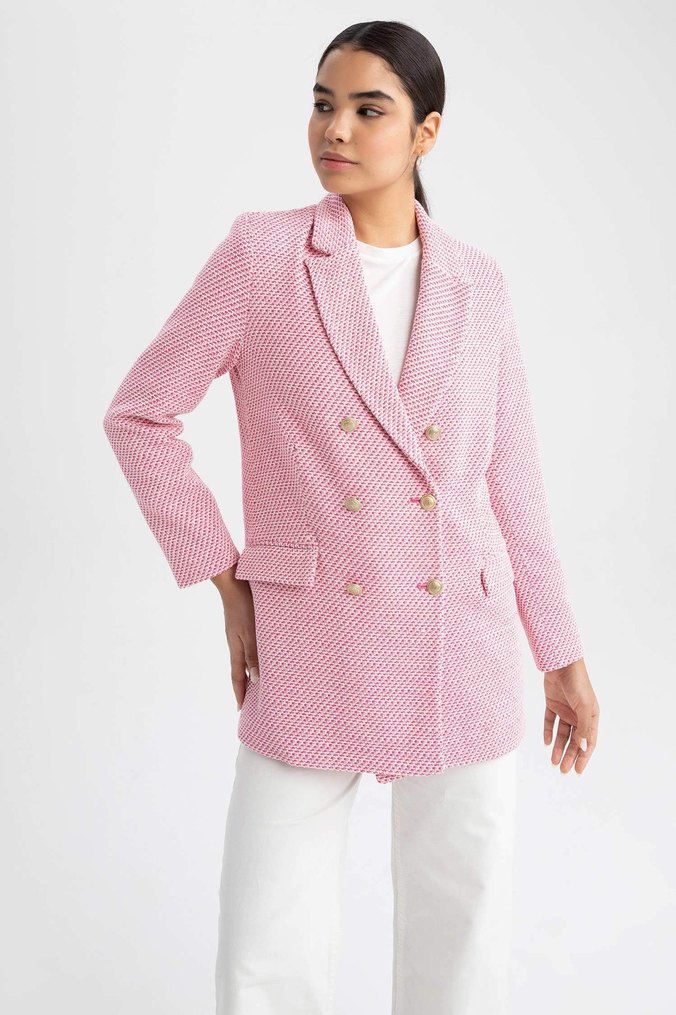 Pembe Düğmeli Kadın Blazer Ceket - Görsel 2