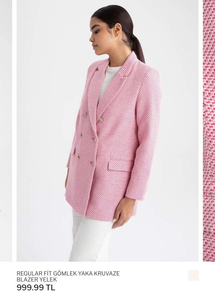 Pembe Düğmeli Kadın Blazer Ceket - Görsel 4