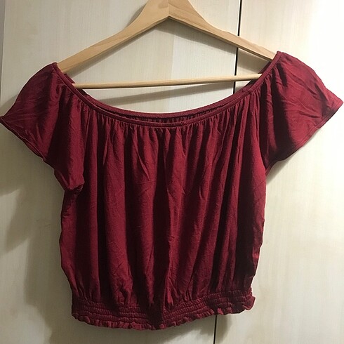 H&m bordo crop bluz - Görsel 2