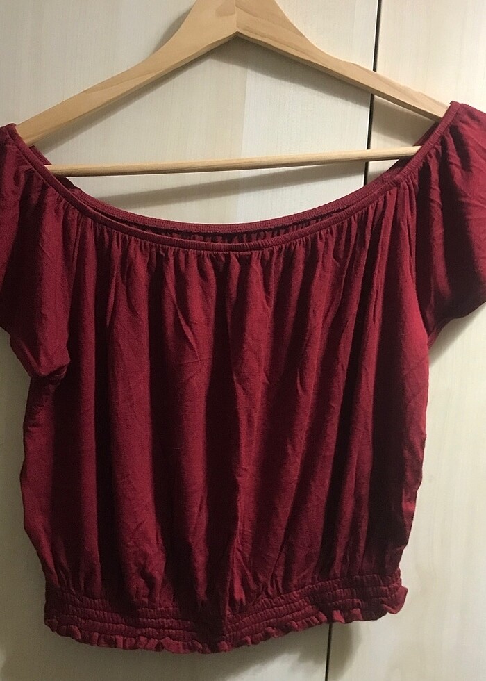 H&m bordo crop bluz - Görsel 2