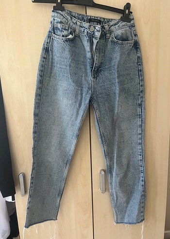 Gri Kadın Bol Kesim Midi Denim Jean - Görsel 2