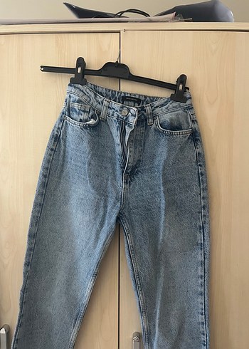 Gri Kadın Bol Kesim Midi Denim Jean