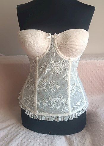 Diğer 34b Beden Ekru Dantel Korse