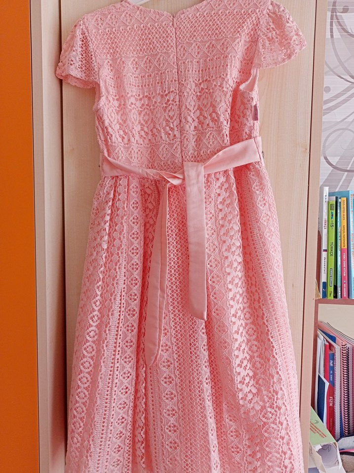 Dantel Detaylı Pembe Kız Çocuk Elbisesi - Görsel 3