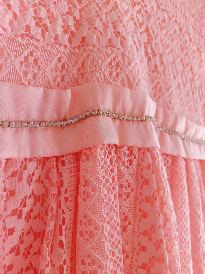 Dantel Detaylı Pembe Kız Çocuk Elbisesi - Görsel 2