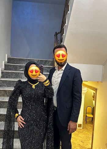 Taşlı siyah abiye - Görsel 2