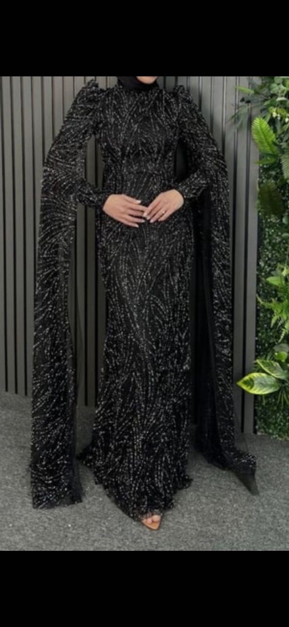 Taşlı siyah abiye - Görsel 4