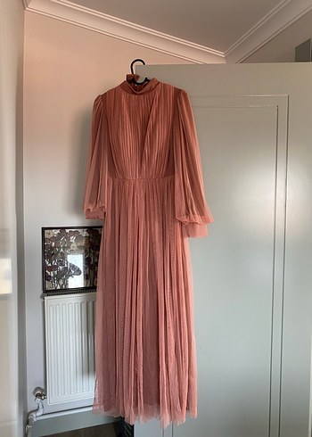 Soğan kabuğu  Vintage Uzun Pilili Kadın Elbise - Görsel 2