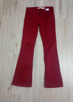 Bordo renk ispanyol paca pantolon