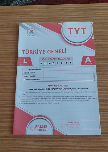 Palme Yayınları TYT Türkiye Geneli Deneme Kitabı