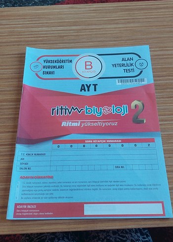 AYT Alan Yeterlilik Testi 2 Soru Kitapçığı