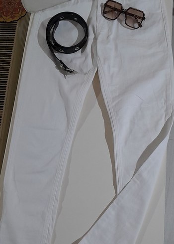 kadın beyaz kot pantolon - Görsel 2