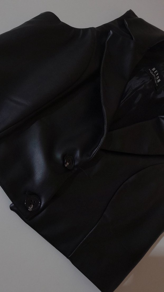 Düğmeli Siyah Deri Gotik Yelek - Görsel 2