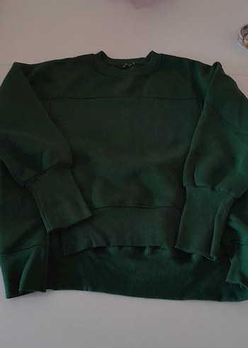 yeşil kadın Bisiklet Yaka Polar Sweatshirt - Görsel 4