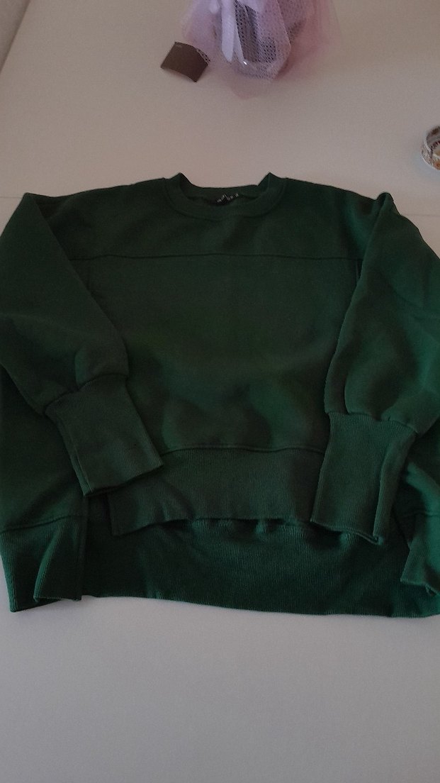 yeşil kadın Bisiklet Yaka Polar Sweatshirt - Görsel 4